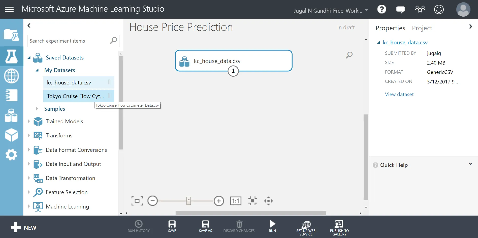 Adding the dataset in experiment