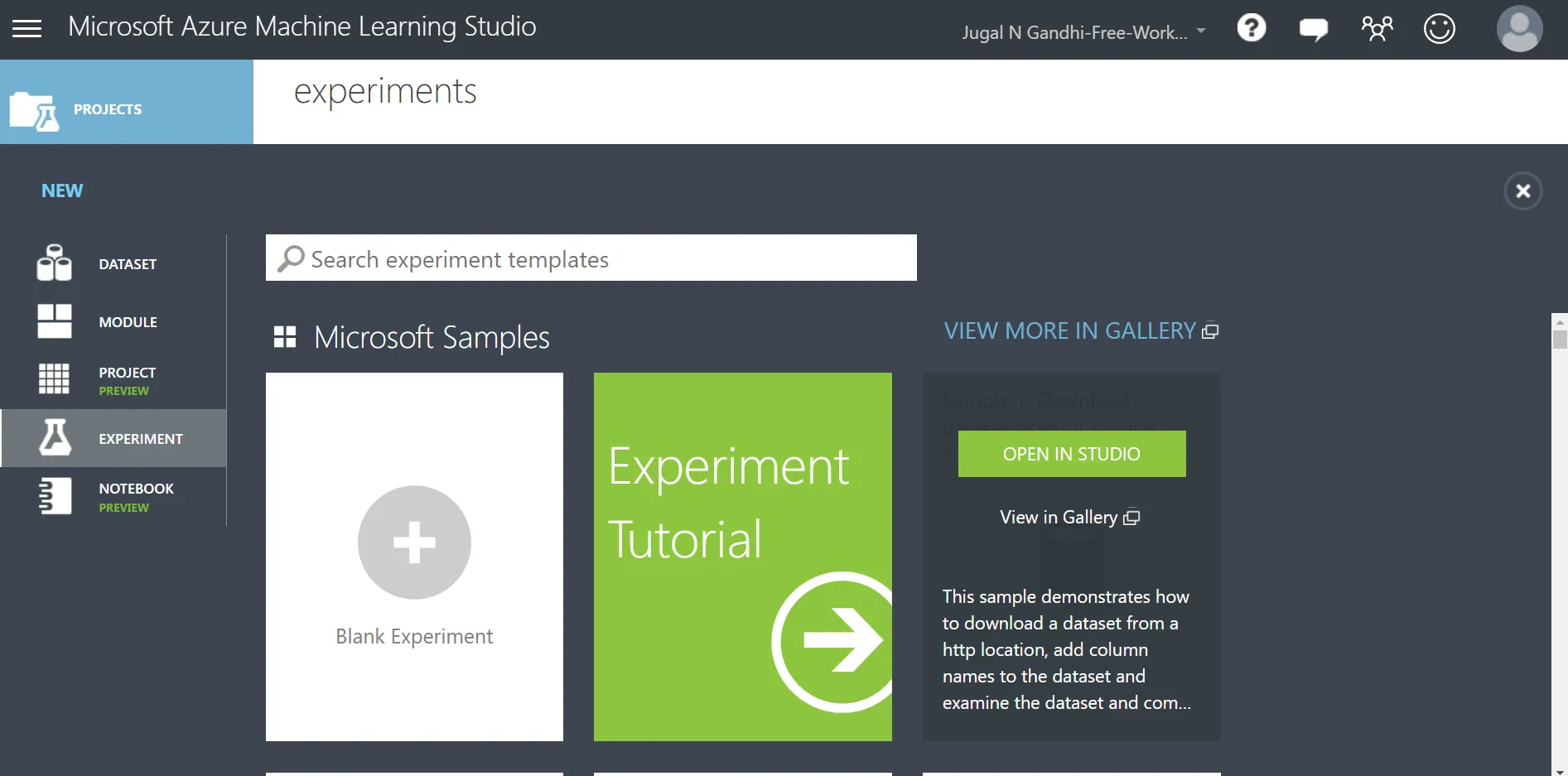 Creating a new experiment